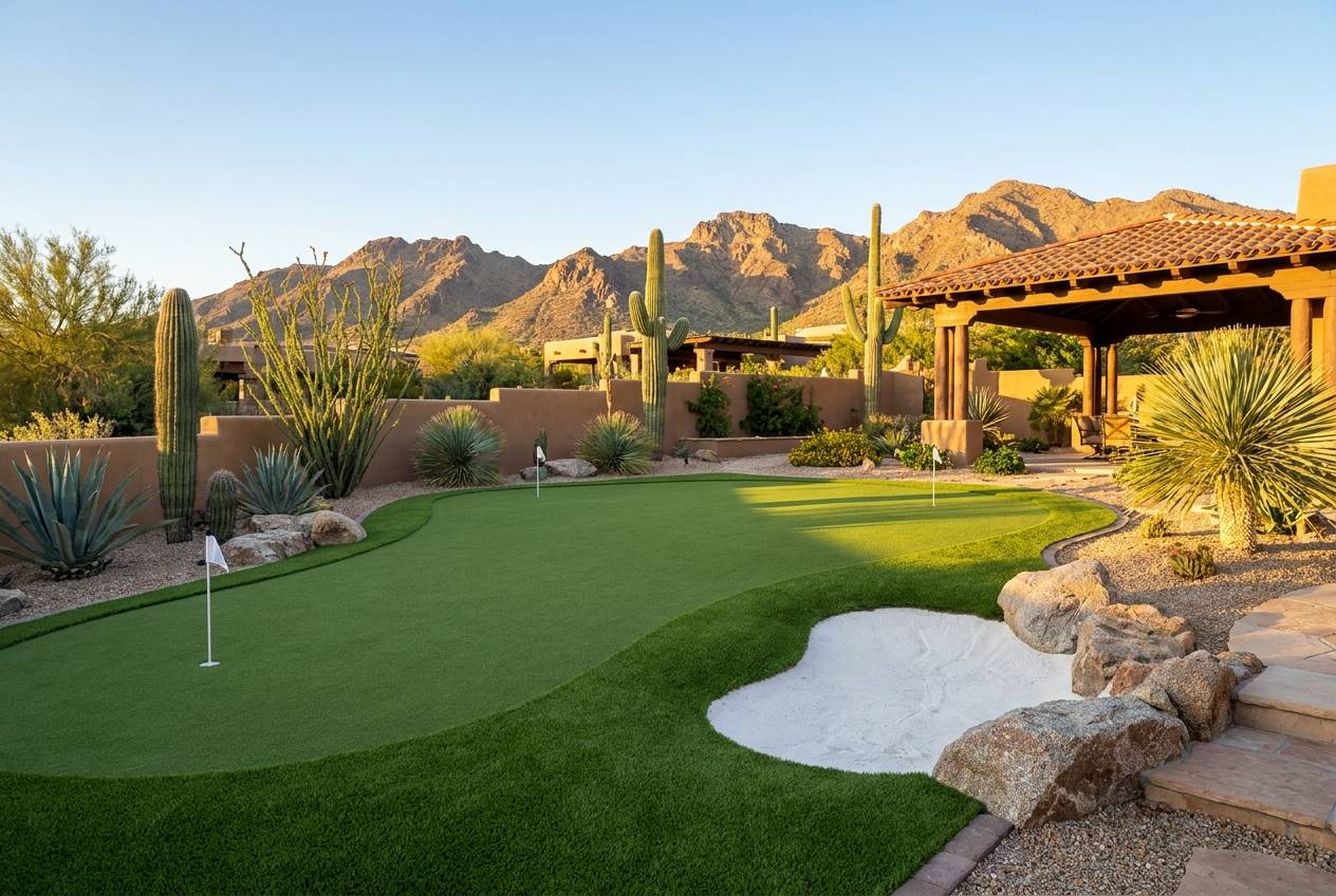 Backyard putting green in Scottsdale, AZ